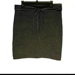 Loft Black White Striped Thick Stretch Pull-on Kkirt size L #93